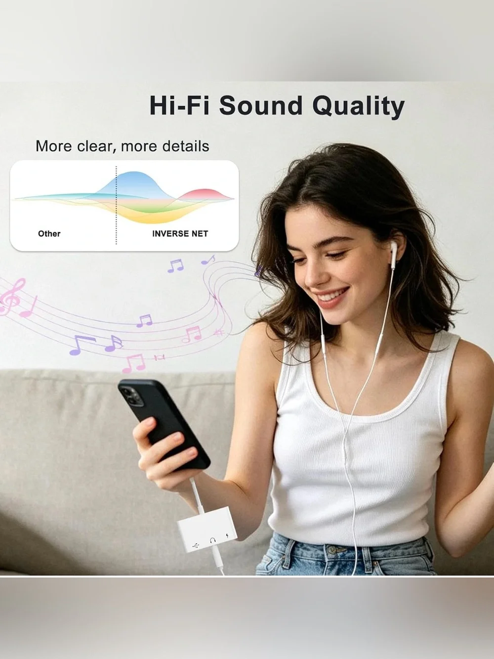 USB C to 3.5mm Audio OTG Adapter w/60W PD Fast Charging Headphone Splitter 3in1